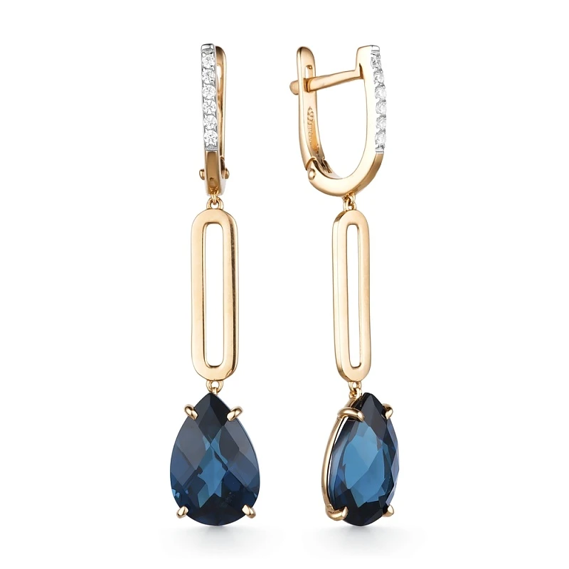 Серьги  из красного золота с топазом