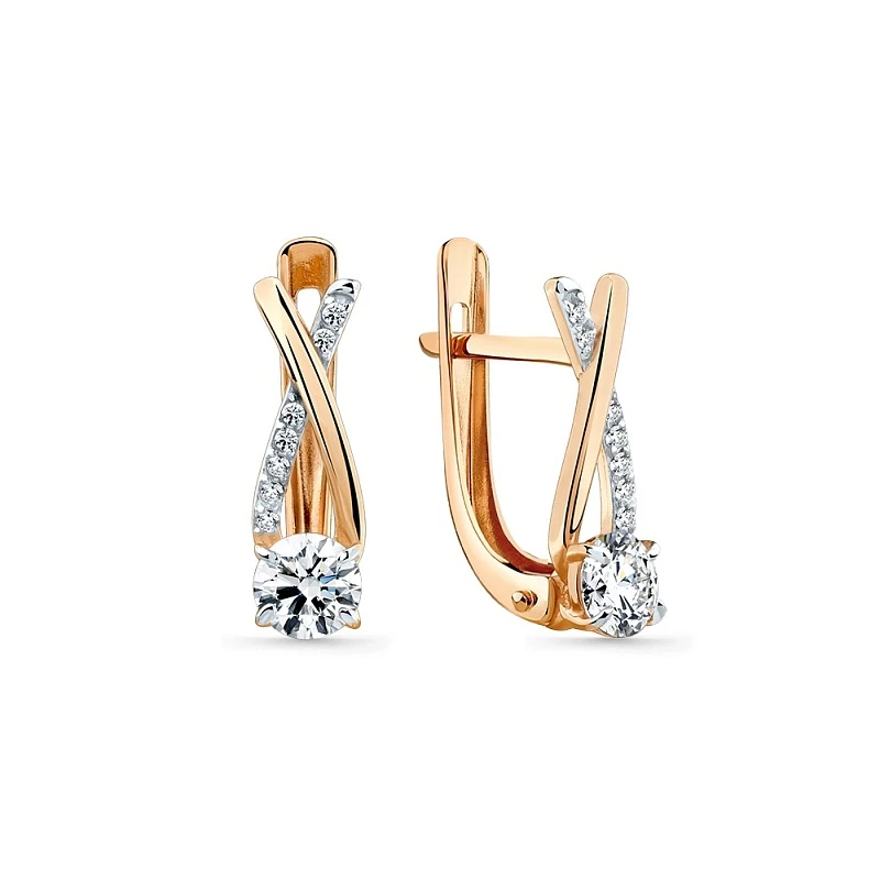 Серьги  из красного золота с фианитом