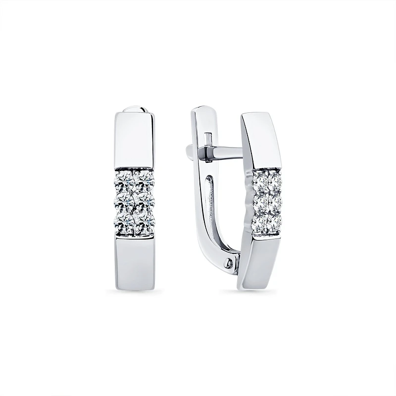 Серьги  из белого золота с природным бриллиантом