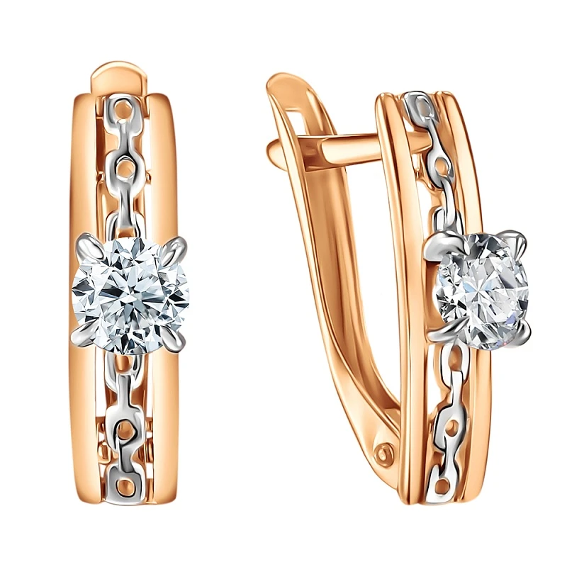 Серьги  из красного золота с фианитом