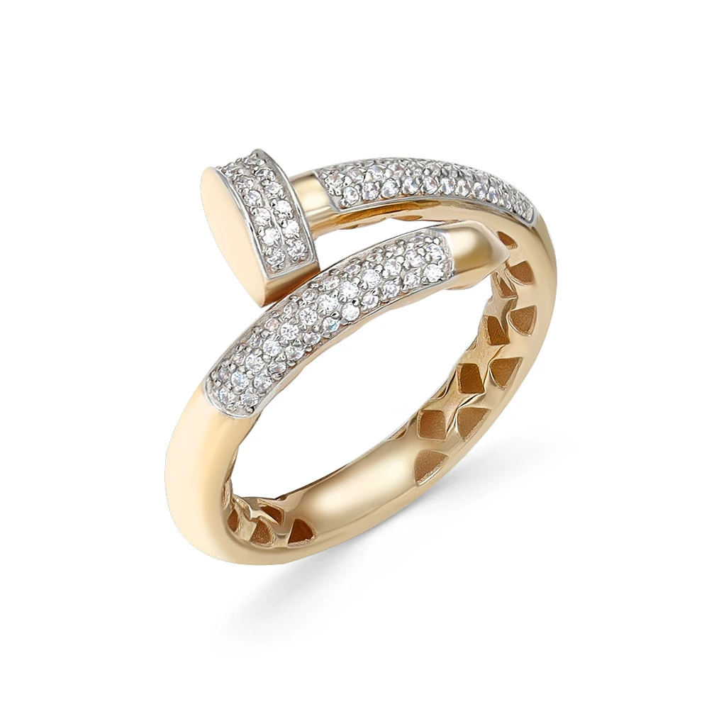 Кольцо  из красного золота с фианитом