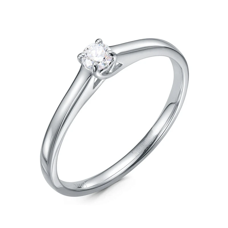 Кольцо  из белого золота с природным бриллиантом