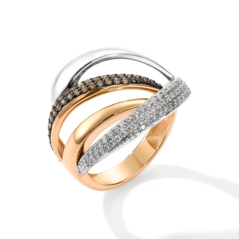 Кольцо  из красного золота с природным бриллиантом