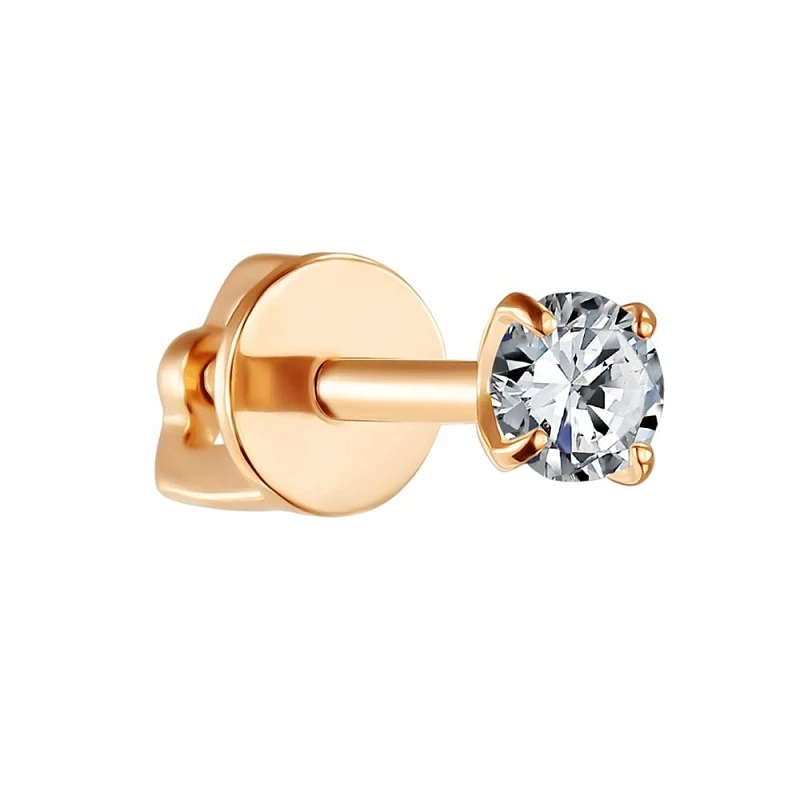 Пирсинг  из красного золота с фианитом