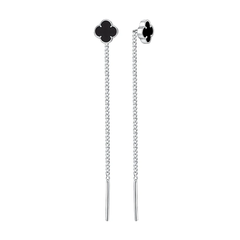 Серьги  серебряные с ониксом