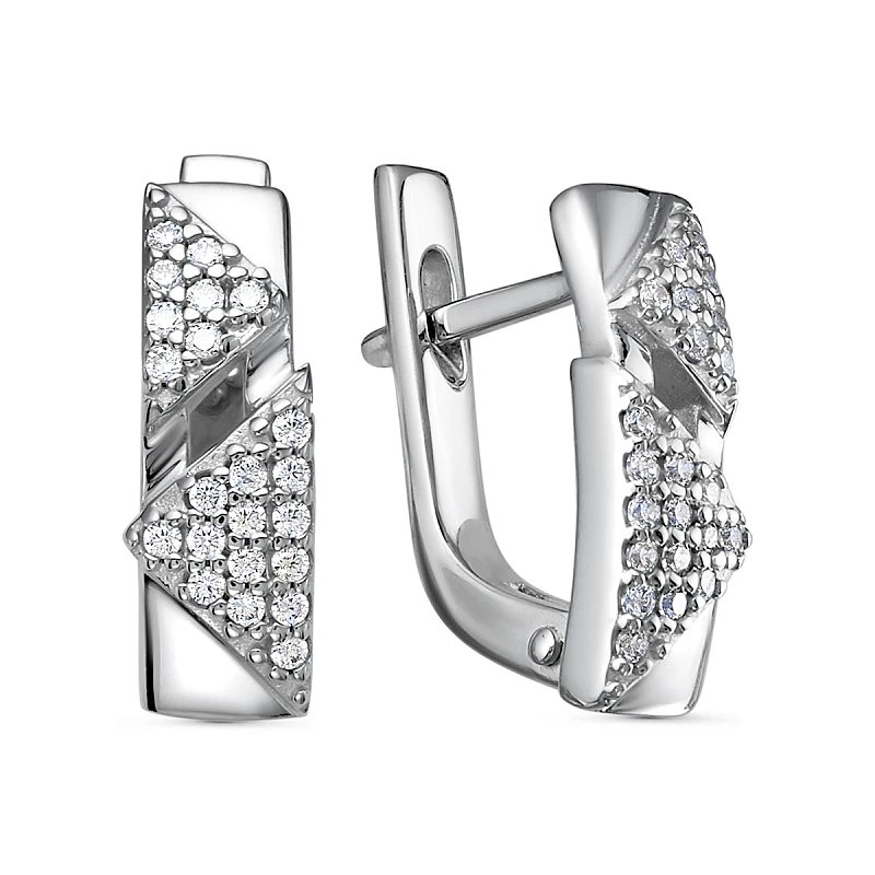 Серьги  серебряные с фианитом