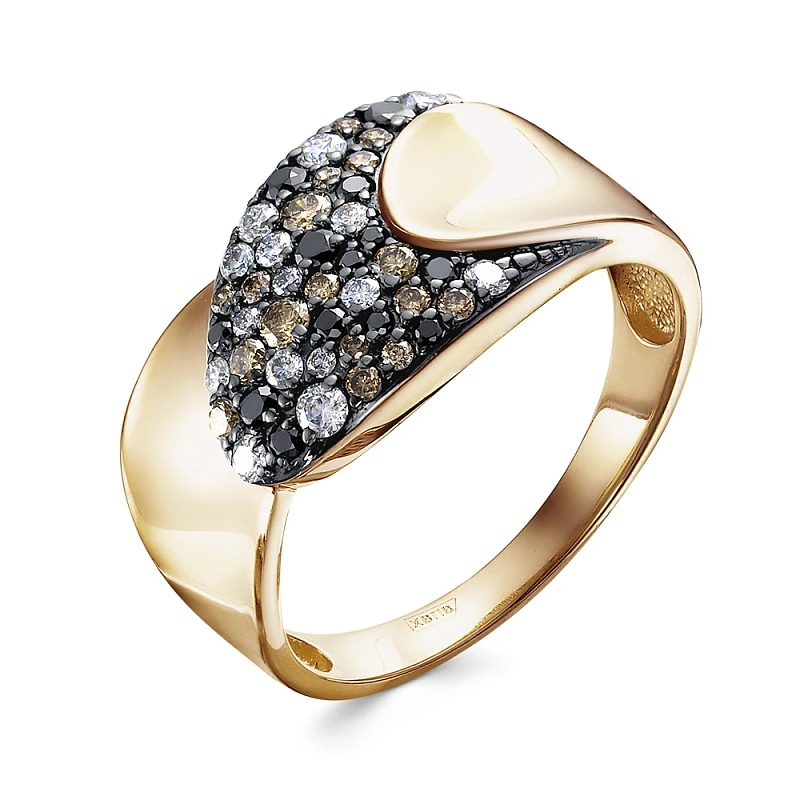 Кольцо  из красного золота с природным бриллиантом