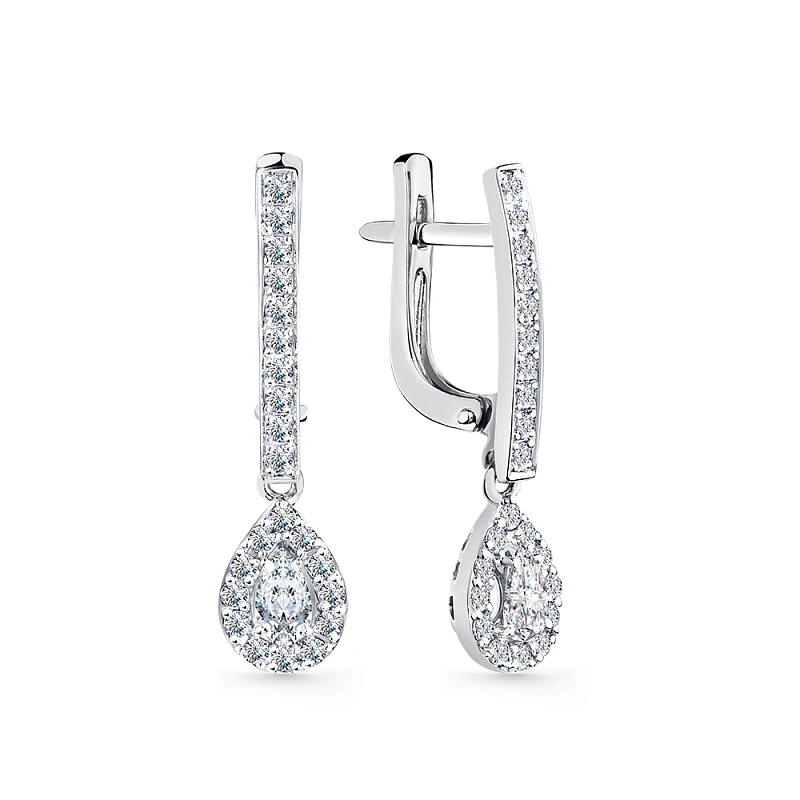 Серьги  из белого золота с природным бриллиантом