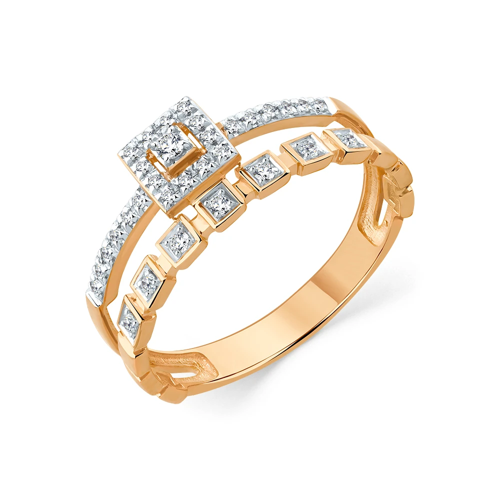 Кольцо  из красного золота с бриллиантом