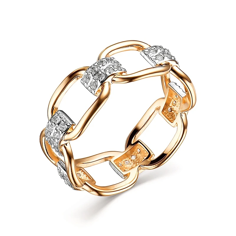 Кольцо  из красного золота с фианитом