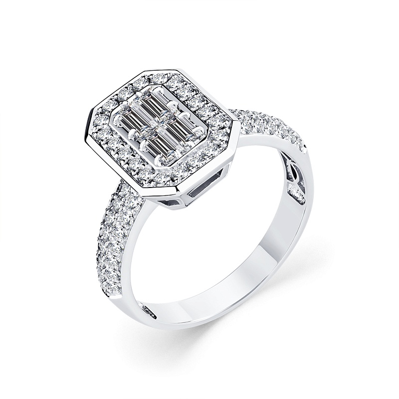 Кольцо  из белого золота с природным бриллиантом