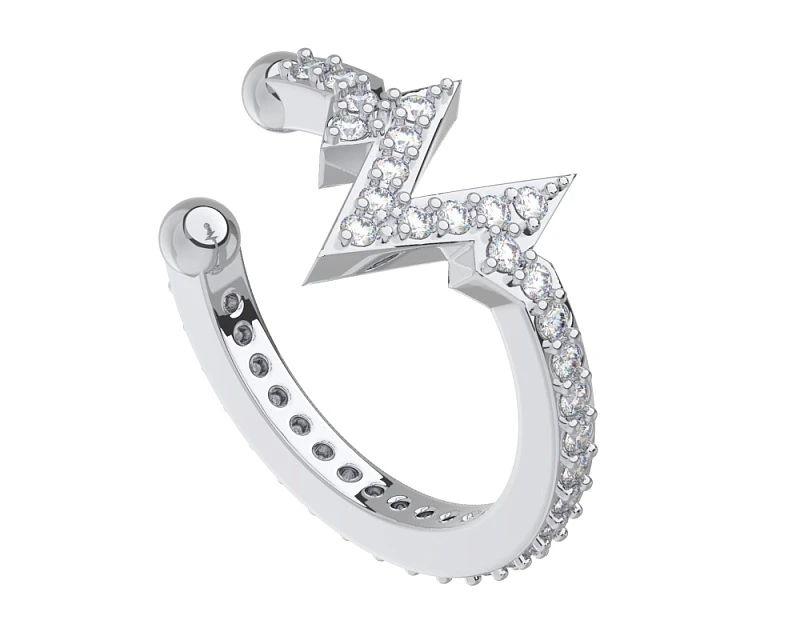 Пирсинг  серебряный с фианитом