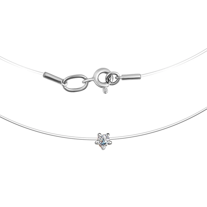 Колье  из белого золота с природным бриллиантом