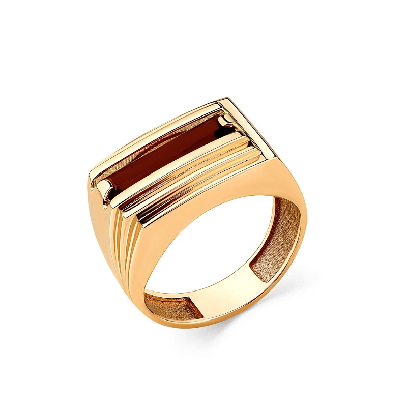 Кольцо  из красного золота с гранатом