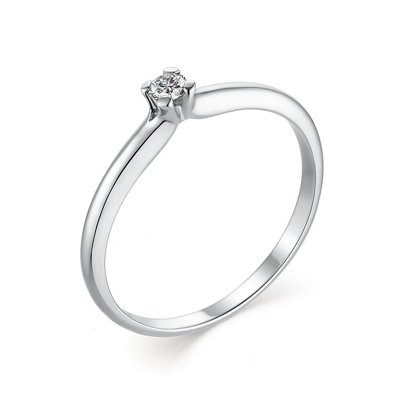 Кольцо  из белого золота с природным бриллиантом