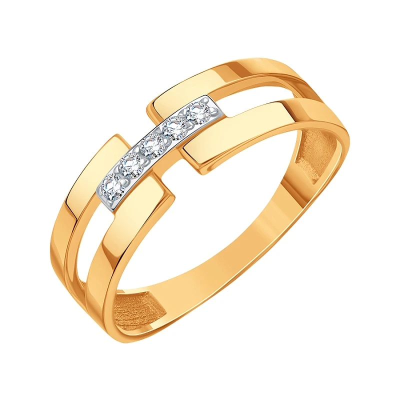 Кольцо  из красного золота с фианитом