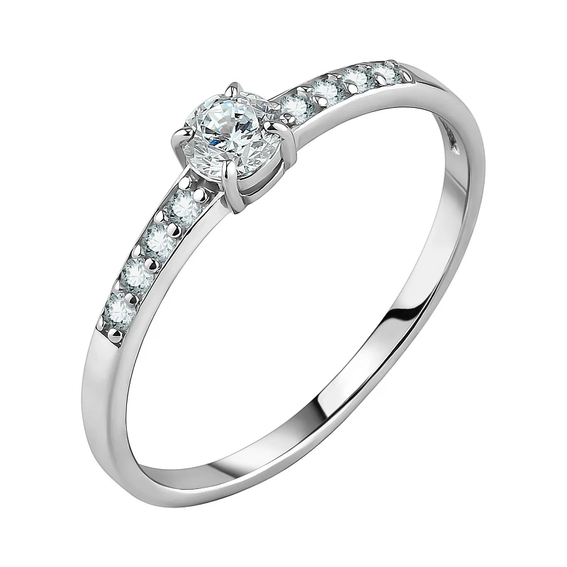 Кольцо  серебряное с фианитом