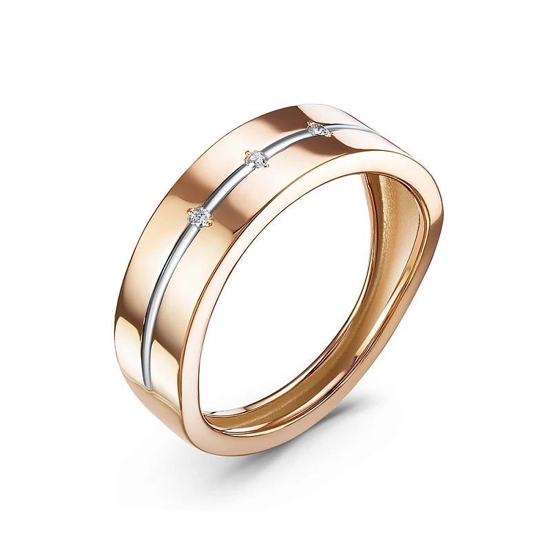 Кольцо  из красного золота с природным бриллиантом