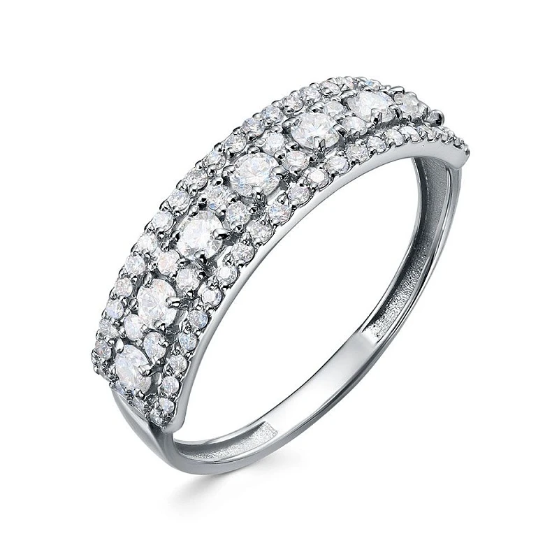 Кольцо  из белого золота с выращенным бриллиантом