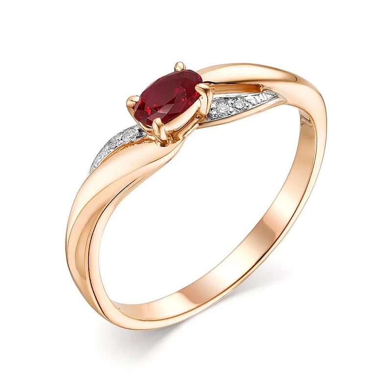 Кольцо  из красного золота с рубином