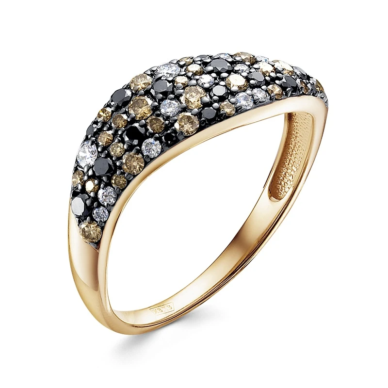 Кольцо  из красного золота с природным бриллиантом