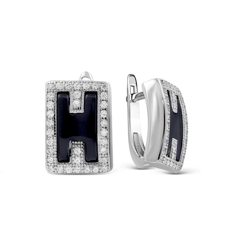 Серьги  серебряные с фианитом