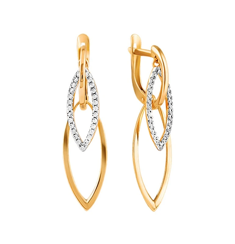 Серьги  из красного золота с фианитом