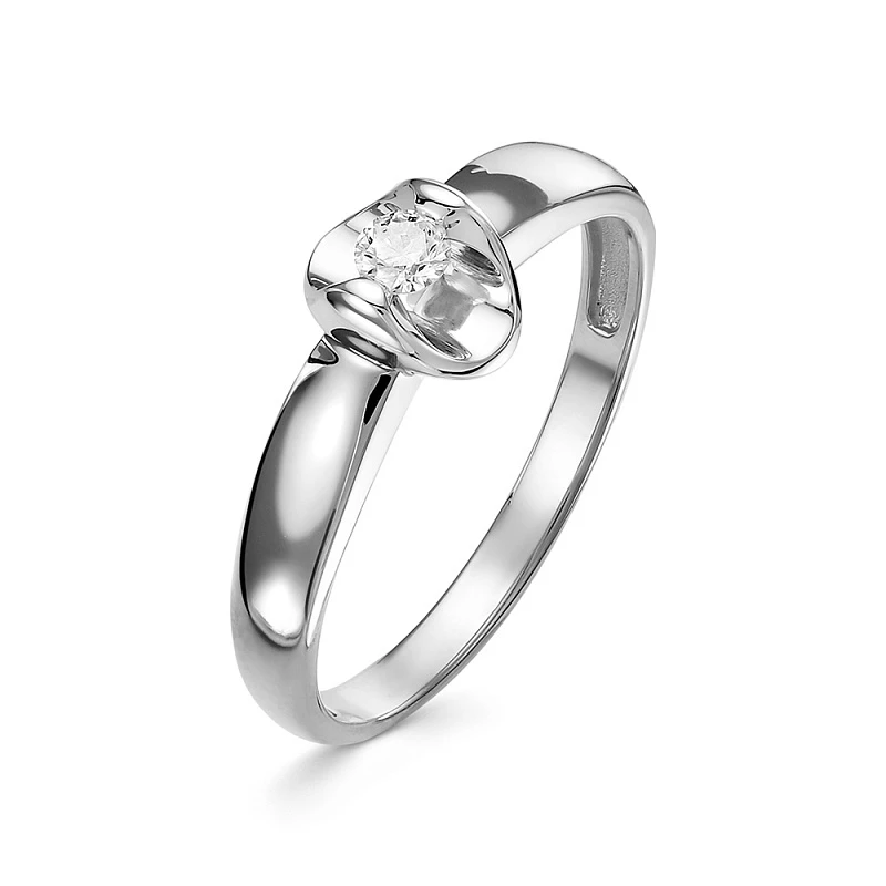 Кольцо  из белого золота с природным бриллиантом