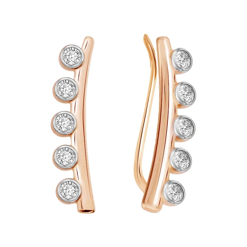 Серьги  из красного золота с фианитом