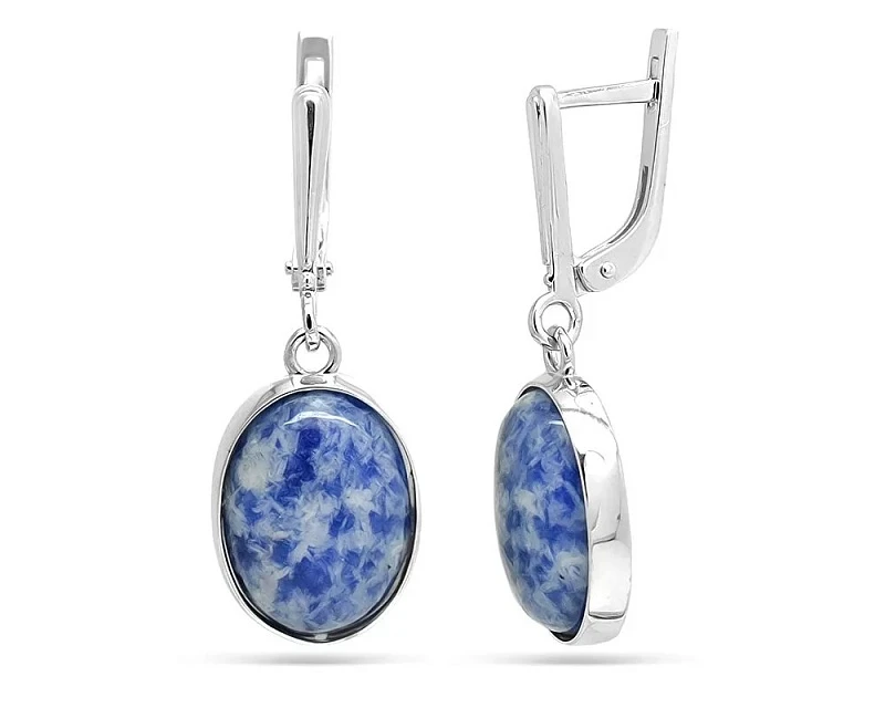 Серьги  серебряные с содалитом