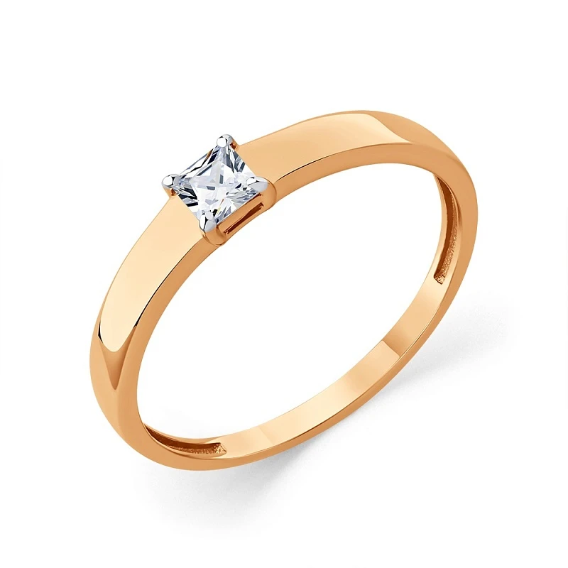 Кольцо  из красного золота с фианитом