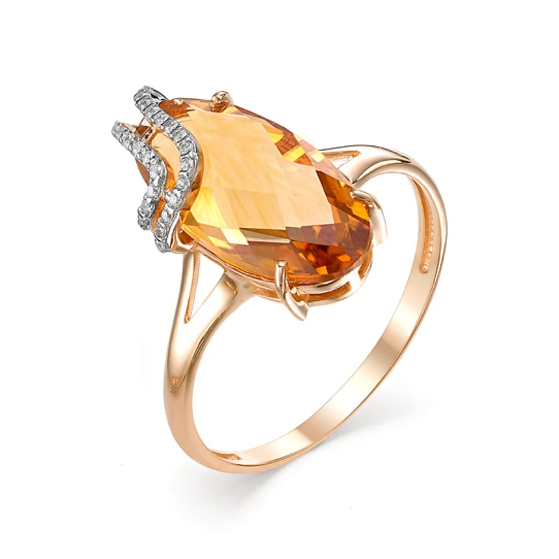 Кольцо  из красного золота с цитрином