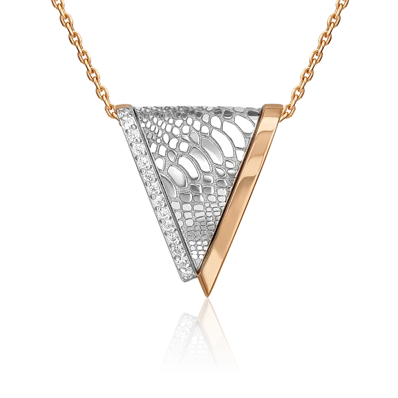 Подвеска  из комбинированного золота с фианитом