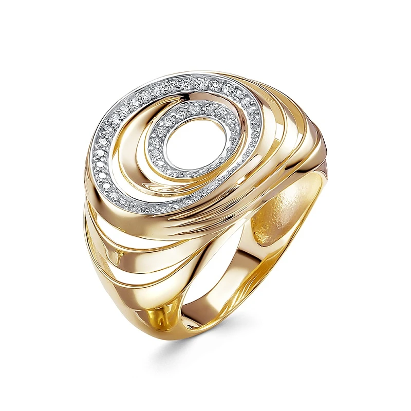 Кольцо  из красного золота с природным бриллиантом