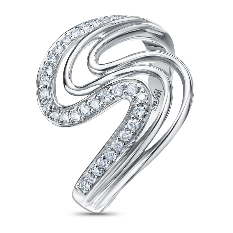 Кольцо  из белого золота с природным бриллиантом