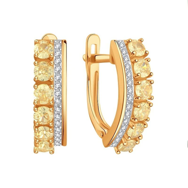 Серьги «KARATOV» из красного золота с фианитом