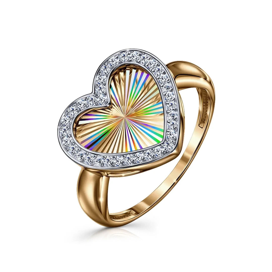 Кольцо  из красного золота с фианитом