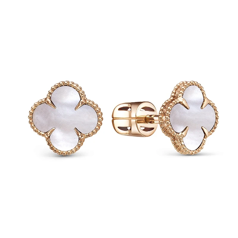 Серьги  из красного золота с перламутром