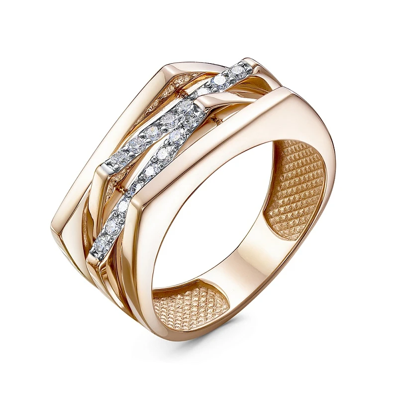 Кольцо  из красного золота с природным бриллиантом