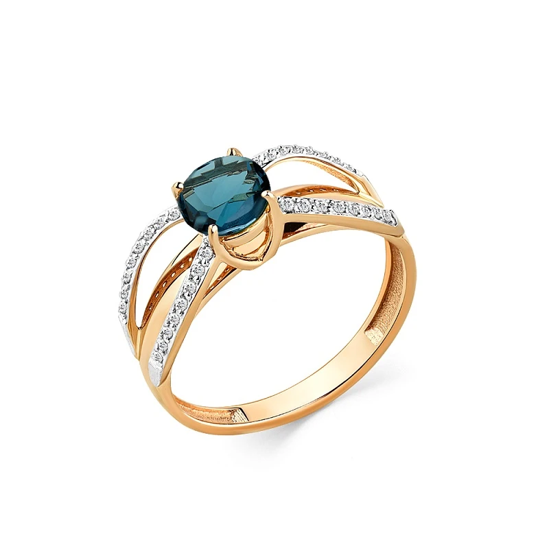 Кольцо  из красного золота с топазом