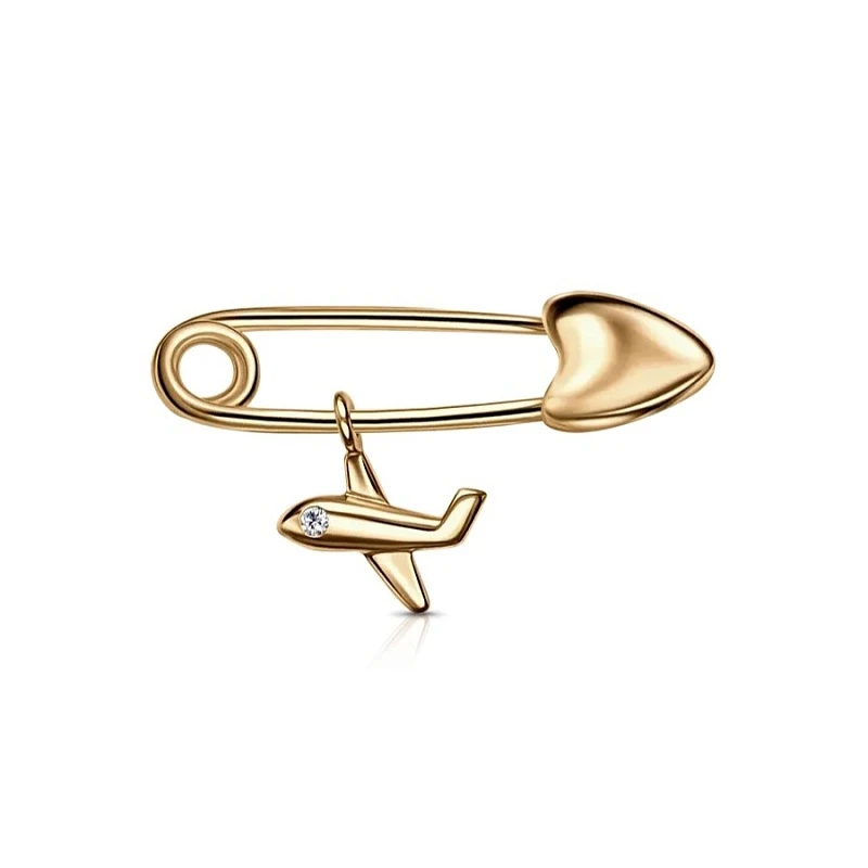 Брошь  из красного золота с фианитом