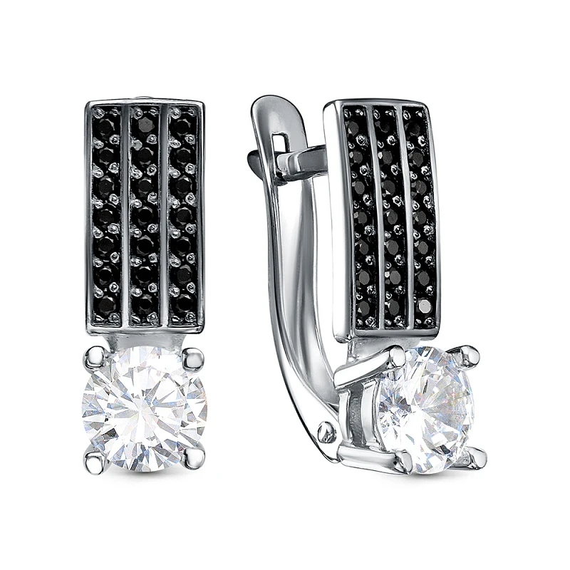 Серьги  серебряные с бриллианитом