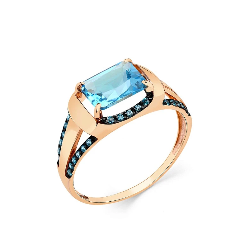 Кольцо  из красного золота с топазом