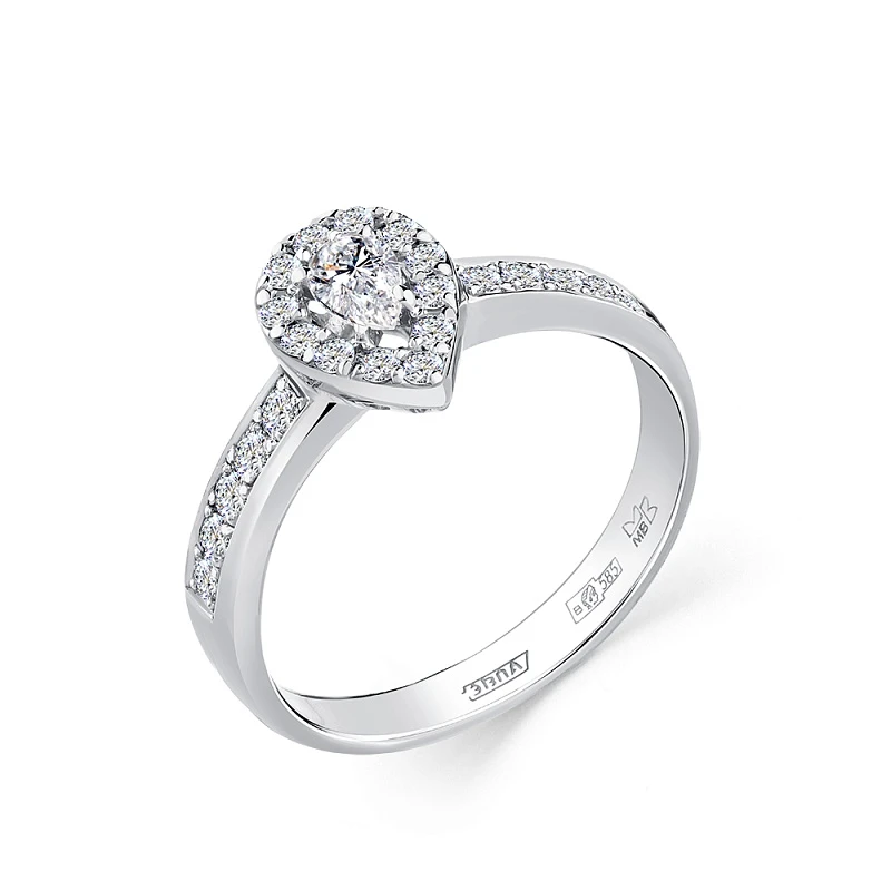 Кольцо  из белого золота с природным бриллиантом