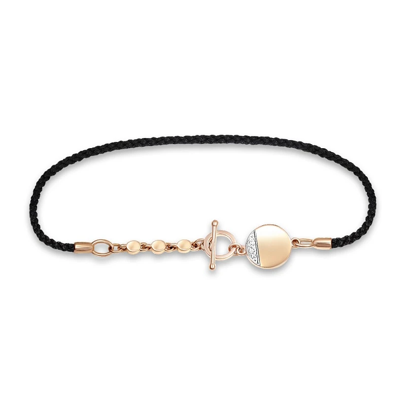 Шнурок  из красного золота с фианитом