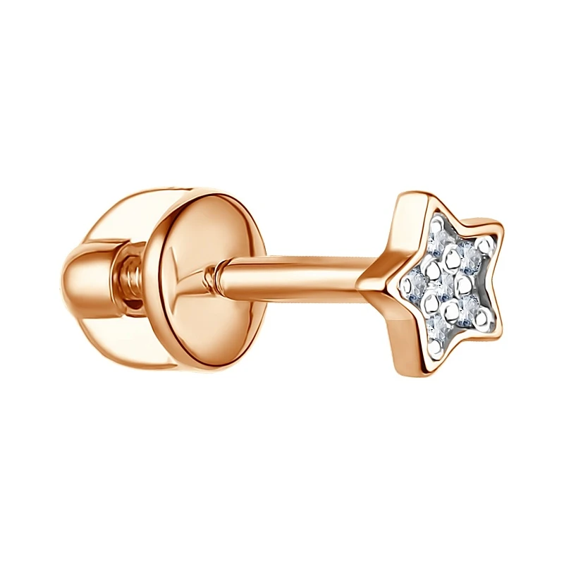 Пирсинг  из красного золота с фианитом