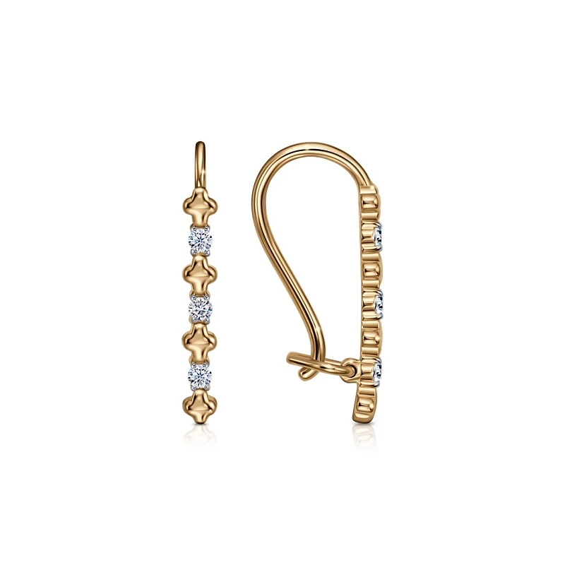 Серьги  из красного золота с фианитом