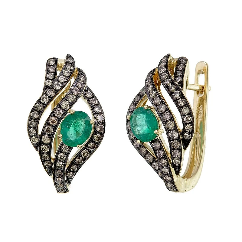 Серьги  золотые с изумрудом