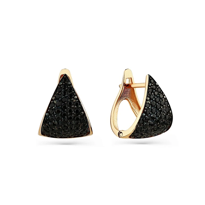 Серьги  из красного золота с фианитом