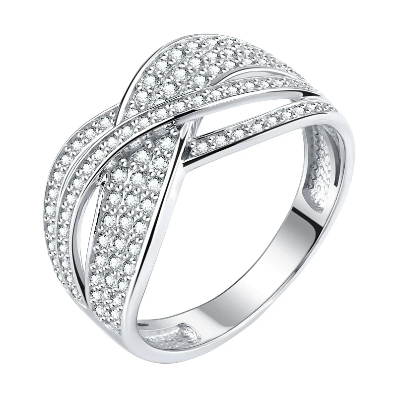 Кольцо  серебряное с фианитом